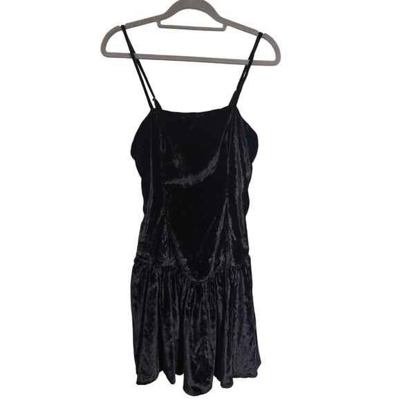 Anthropologie NWT Maeve Drop Waist Black Velvet Mini Dress Small - Picture 5 of 8